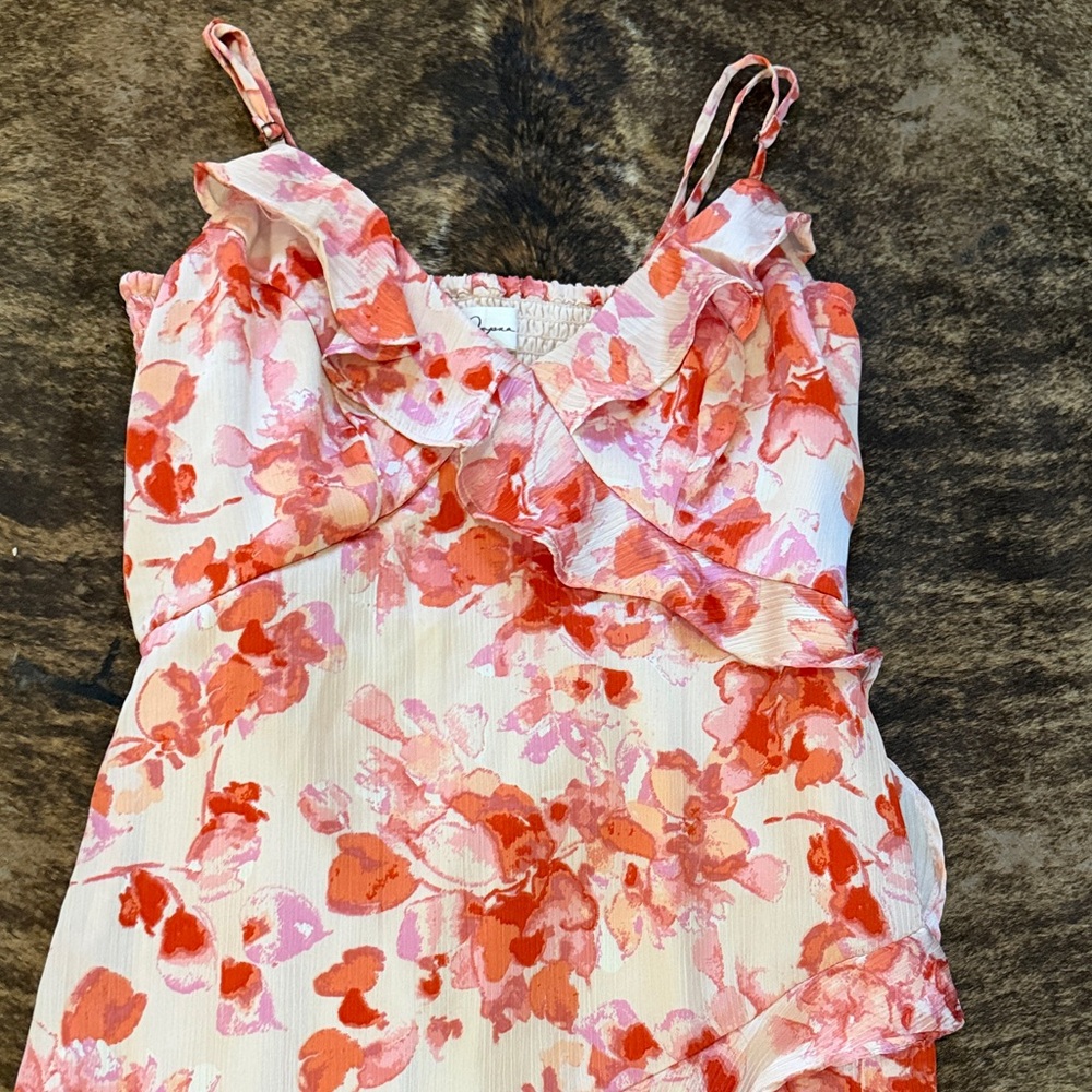 Japna Pink and Coral Floral Midi Dress